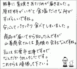 素焼きあたりめのご感想