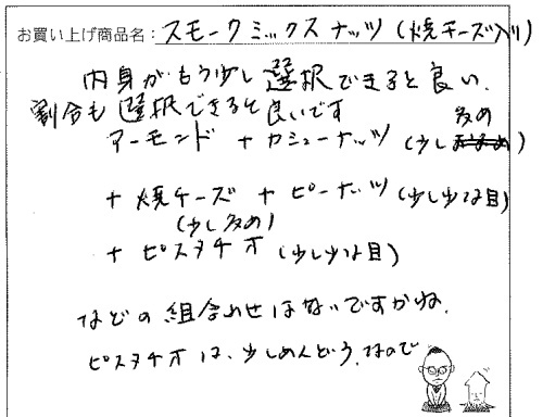 スモークミックスナッツへのご感想を頂きました。