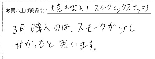 スモークミックスナッツへのご感想を頂きました。