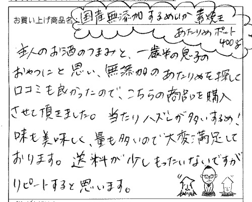 素焼きあたりめのご感想