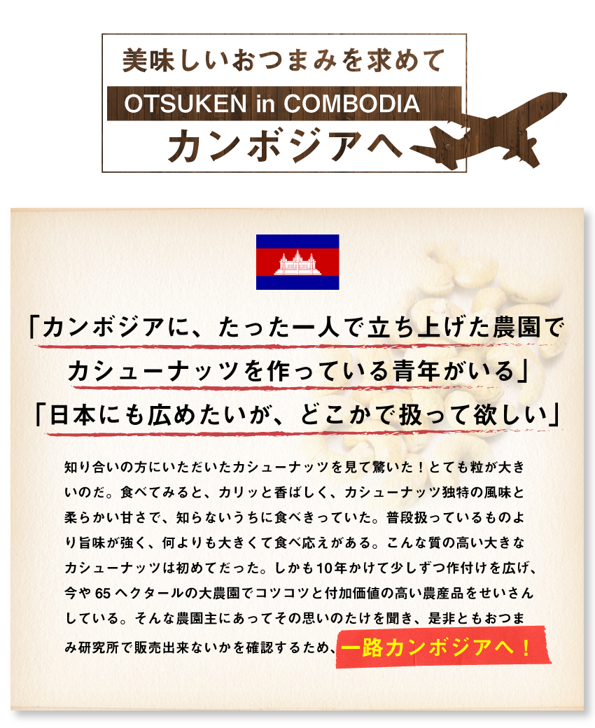カンボジアにたった一人で立ち上げた農園でカシューナッツと作っている青年がいる